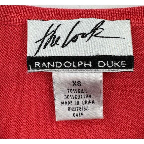The Look Randolph Duke Ruched Drawstring Short Sleeve Sweater Coral Womens XS - Picture 6 of 8